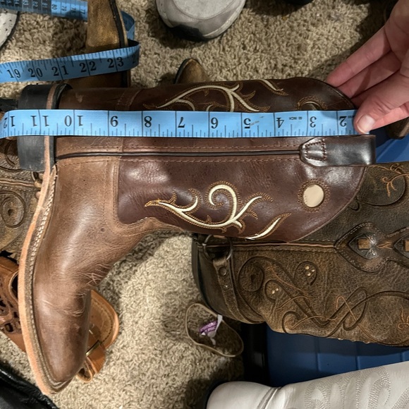 Old West Kids Leather Square Toe Cowboy Boots Sz 3 Western Country South - Picture 14 of 14